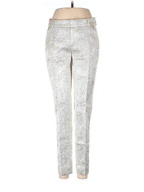 Elegant J Crew Cream and Gold Jacquard Brocade Pants - Size 0